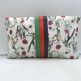Clare V. Striped Foldover Clutch White Desert Flower Print Leather