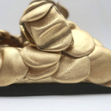 Valentino Atelier 03 Rose Edition Slide Sandals Gold Metallic Leather Size 39.5