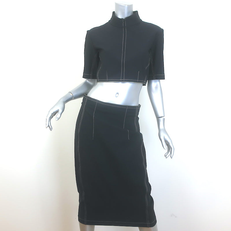 Elaine Kim Zip-Off Convertible Dress Black Size Large Midi Skirt &amp; Crop Top Set