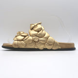 Valentino Atelier 03 Rose Edition Slide Sandals Gold Metallic Leather Size 39.5
