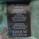 Erdem Luna Cropped Halterneck Wrap Top Green Floral Print Linen Size US 6 NEW