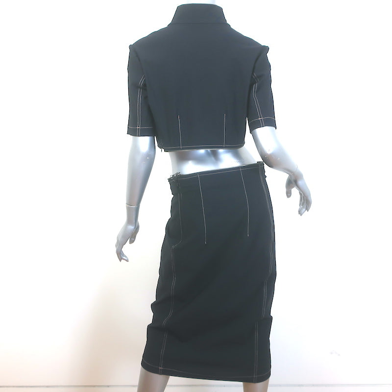Elaine Kim Zip-Off Convertible Dress Black Size Large Midi Skirt &amp; Crop Top Set