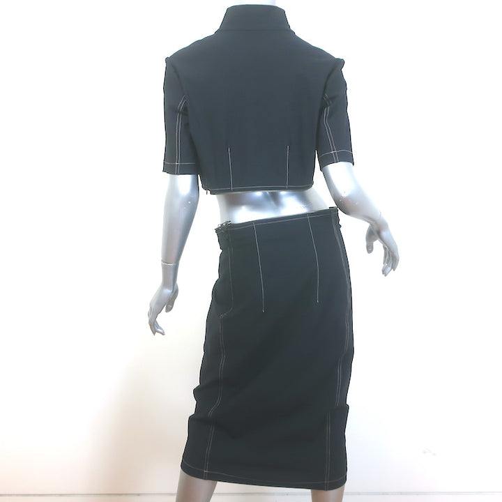 Elaine Kim Zip-Off Convertible Dress Black Size Large Midi Skirt &amp; Crop Top Set