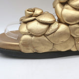 Valentino Atelier 03 Rose Edition Slide Sandals Gold Metallic Leather Size 39.5