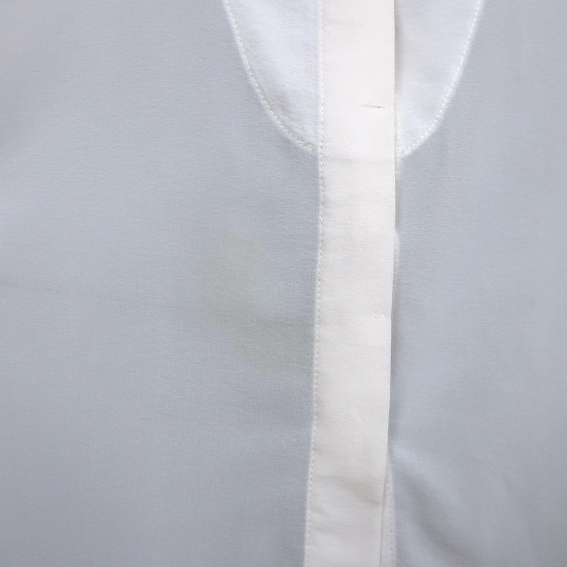 Brunello Cucinelli Monili-Trim Button Down Blouse Cream Stretch Silk Size Large