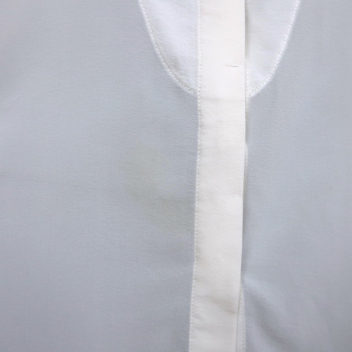 Brunello Cucinelli Monili-Trim Button Down Blouse Cream Stretch Silk Size Large