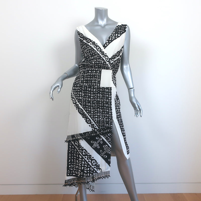 Altuzarra Asymmetric Midi Dress Pavilion Black/White Bandana Print Silk Size 38 Altuzarra Asymmetric Midi Dress Pavilion Black/White Bandana Print Silk Size 38