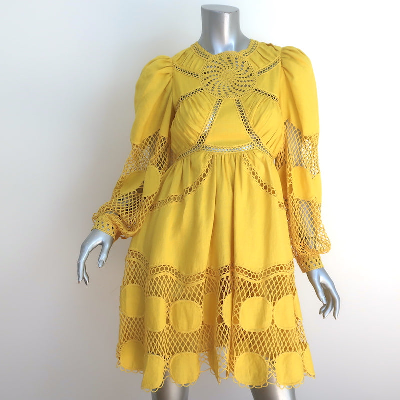 Ulla Johnson Titania Embroidered Long Sleeve Mini Dress Yellow Linen S Celebrity Owned Ulla Johnson Titania Embroidered Long Sleeve Mini Dress Yellow Linen S Celebrity Owned