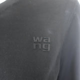 T by Alexander Wang Logo-Embroidered Cropped Cardigan Black Wool Size Large NEW