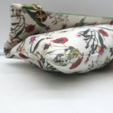 Clare V. Striped Foldover Clutch White Desert Flower Print Leather