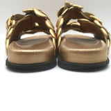 Valentino Atelier 03 Rose Edition Slide Sandals Gold Metallic Leather Size 39.5