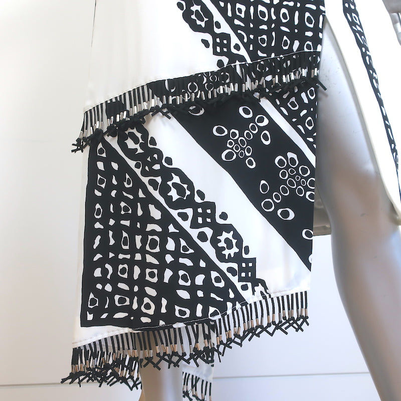 Altuzarra Asymmetric Midi Dress Pavilion Black/White Bandana Print Silk Size 38