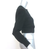 T by Alexander Wang Logo-Embroidered Cropped Cardigan Black Wool Size Large NEW