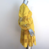 Ulla Johnson Titania Embroidered Long Sleeve Mini Dress Yellow Linen Size 0