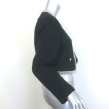 Sandro Vayene Pearl-Beaded Tweed Jacket Black Cotton-Blend Size 42 NEW