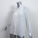 Brunello Cucinelli Monili-Trim Button Down Blouse Cream Stretch Silk Size Large