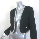 Sandro Vayene Pearl-Beaded Tweed Jacket Black Cotton-Blend Size 42 NEW
