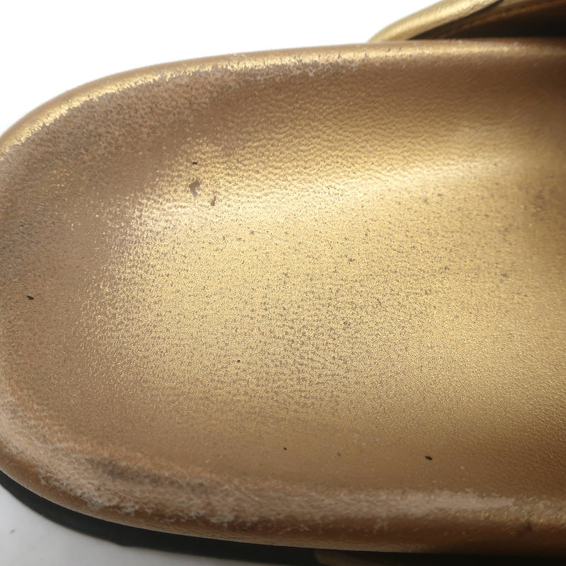 Valentino Atelier 03 Rose Edition Slide Sandals Gold Metallic Leather Size 39.5