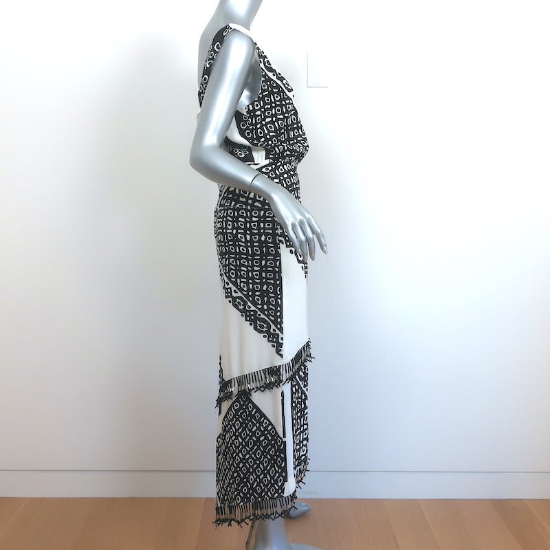 Altuzarra Asymmetric Midi Dress Pavilion Black/White Bandana Print Silk Size 38