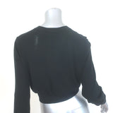 T by Alexander Wang Logo-Embroidered Cropped Cardigan Black Wool Size Large NEW