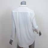 Brunello Cucinelli Monili-Trim Button Down Blouse Cream Stretch Silk Size Large