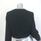 Sandro Vayene Pearl-Beaded Tweed Jacket Black Cotton-Blend Size 42 NEW