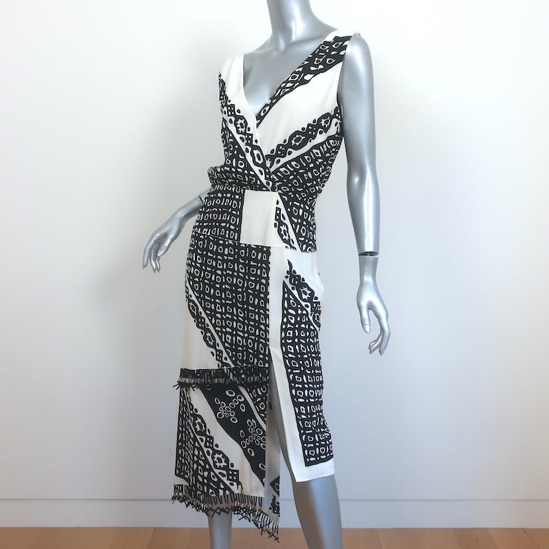 Altuzarra Asymmetric Midi Dress Pavilion Black/White Bandana Print Silk Size 38