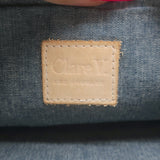 Clare V. Striped Foldover Clutch White Desert Flower Print Leather