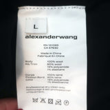 T by Alexander Wang Logo-Embroidered Cropped Cardigan Black Wool Size Large NEW