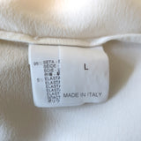 Brunello Cucinelli Monili-Trim Button Down Blouse Cream Stretch Silk Size Large