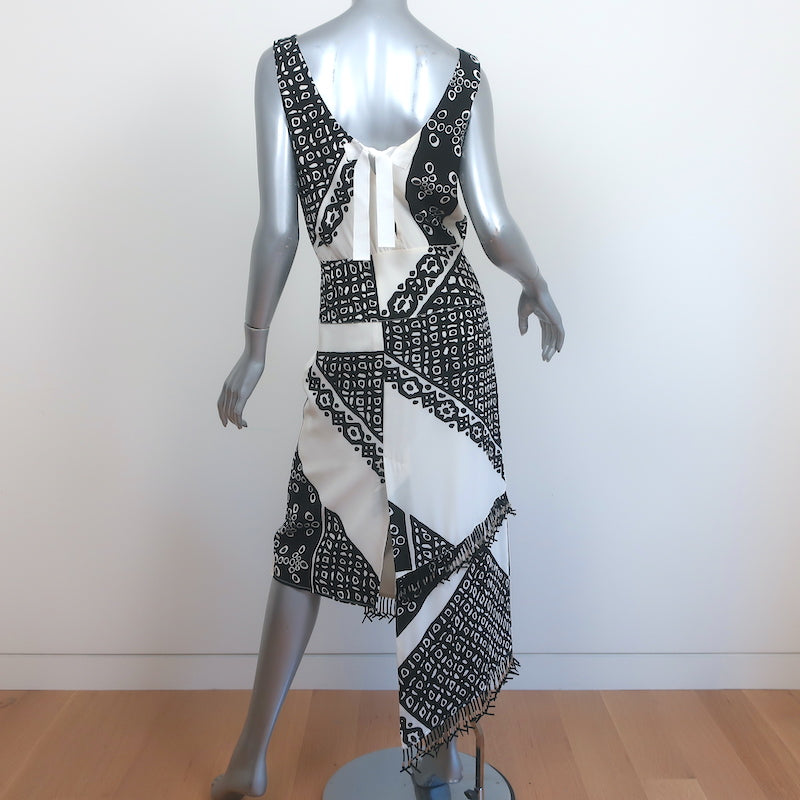 Altuzarra Asymmetric Midi Dress Pavilion Black/White Bandana Print Silk Size 38
