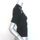Balmain 6 Button Raglan T-Shirt Black Stretch Jersey Size Small NEW