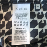 Gucci G Print Pussy Bow Blouse Ivory/Black Silk Twill Size 44 Long Sleeve Top