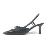 Vintage Chanel 03A CC Cap Toe Bow Slingback Pumps Black Patent & Leather Size 36