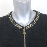 Alice + Olivia Lachlan Zip-Front Studded Tweed Mini Dress Black Size 4 NEW