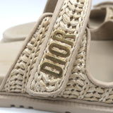 Christian Dior Dioract Raffia Slide Sandals Beige Size 39