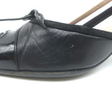Vintage Chanel 03A CC Cap Toe Bow Slingback Pumps Black Patent & Leather Size 36