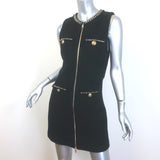 Alice + Olivia Lachlan Zip-Front Studded Tweed Mini Dress Black Size 4 NEW