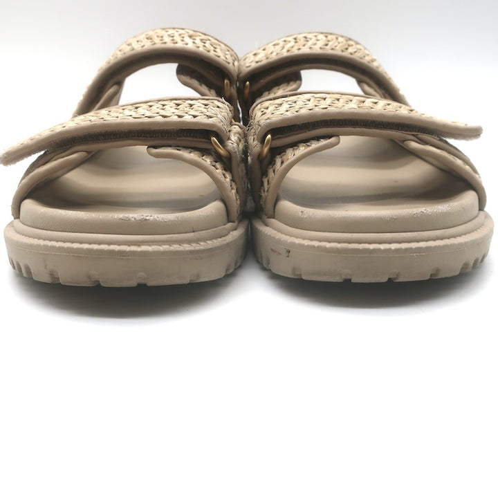 Christian Dior Dioract Raffia Slide Sandals Beige Size 39