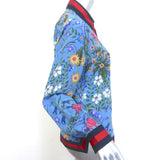 Gucci Flora Print Silk Shirt Blue Size 42 Long Sleeve Blouse