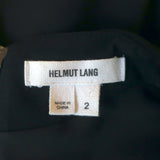 Helmut Lang Asymmetric Draped Dress Black Leather-Trim Wool Blend Size 2