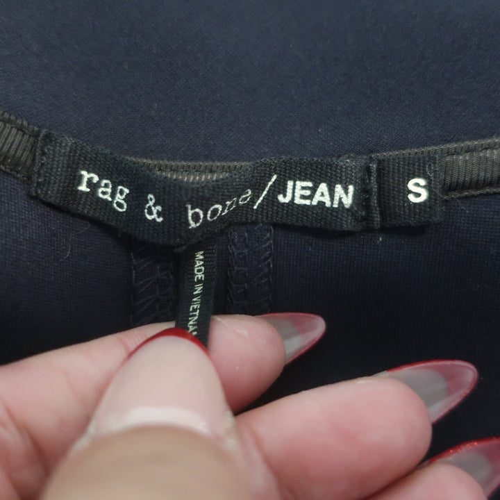 Rag &amp; Bone/JEAN Zip-Up Raglan Jacket Dark Navy Scuba Jersey Size Small