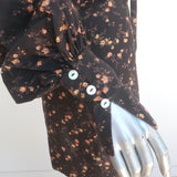 The Vampire's Wife Bow Neck Mini Dress Dark Brown Floral Print Cotton Size 8