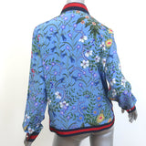 Gucci Flora Print Silk Shirt Blue Size 42 Long Sleeve Blouse