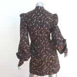The Vampire's Wife Bow Neck Mini Dress Dark Brown Floral Print Cotton Size 8