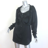 T by Alexander Wang Layered Mini Shirt Dress Black Silk Charmeuse Size 4 NEW