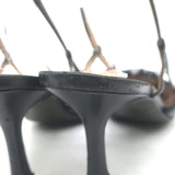 Vintage Chanel 03A CC Cap Toe Bow Slingback Pumps Black Patent & Leather Size 36