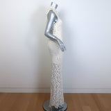 Maje Rozimina Pearl-Beaded Guipure Lace Maxi Dress Ecru Cotton Size 36 NEW