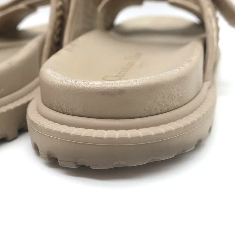 Christian Dior Dioract Raffia Slide Sandals Beige Size 39