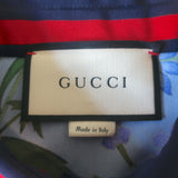 Gucci Flora Print Silk Shirt Blue Size 42 Long Sleeve Blouse